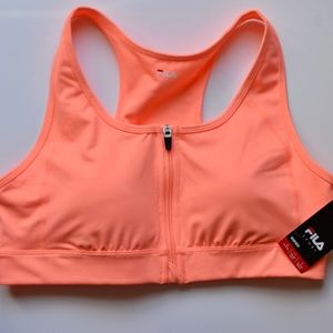 Fila Sports Bra, Lg, Medium Impact, Peach Frenzy